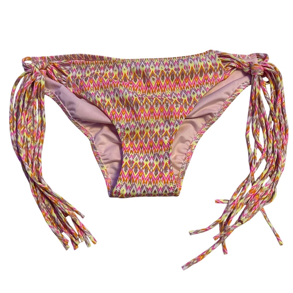 NEW Shade & Shore Multicolor Ikat Side Tie Bikini Bottom Swimwear Size S